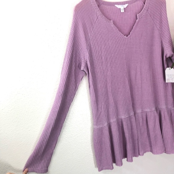 PLUS Time And Tru Purple Waffle Top - Picture 3 of 7